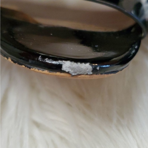 Michael Kors Joselle Open Toe Black Patent Leather Sandals Heels 7 MK shoe gold - Picture 7 of 11